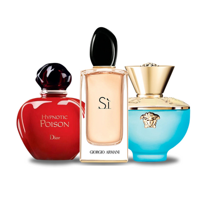 Black Friday Coffret 3 Parfums - Dior HYPNOTIC POISON, Giorgio Armani SÌ et Versace DYLAN TURQUOISE 100ml